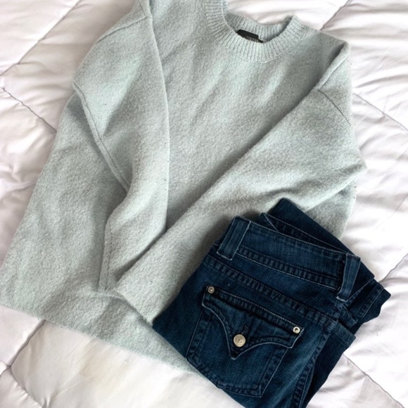 Forever 21 Sweaters - Forever 21 Fuzzy Soft Baby Blue Crew Neck Sweater